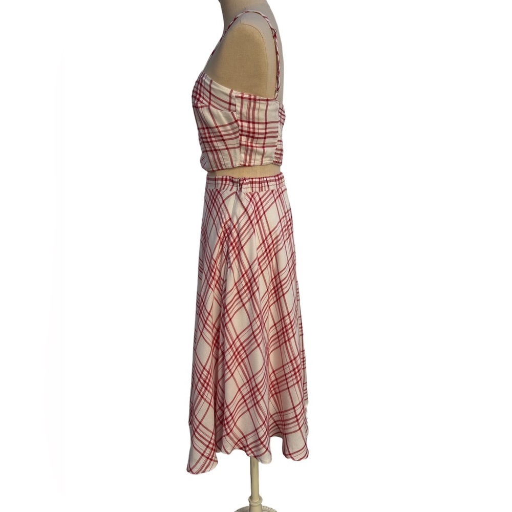 Lulu's Plaid Crop Top and Midi Skirt set Size Small - Picture 4 of 8